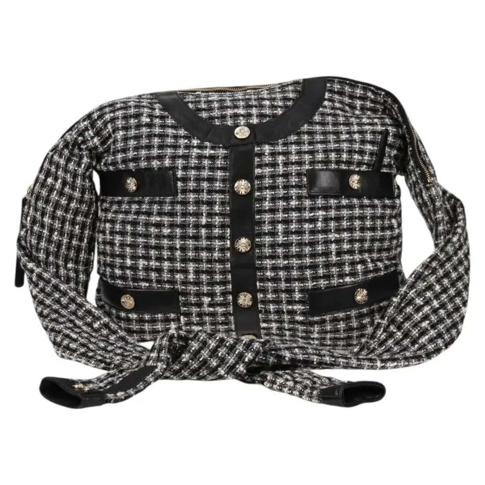 Chanel Tweed Girl Jacket Shoulder Bag Black